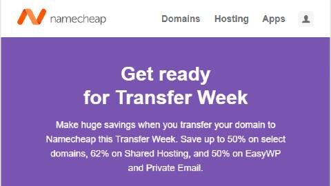 NameCheap - Transfer Week - Domain transfer sale